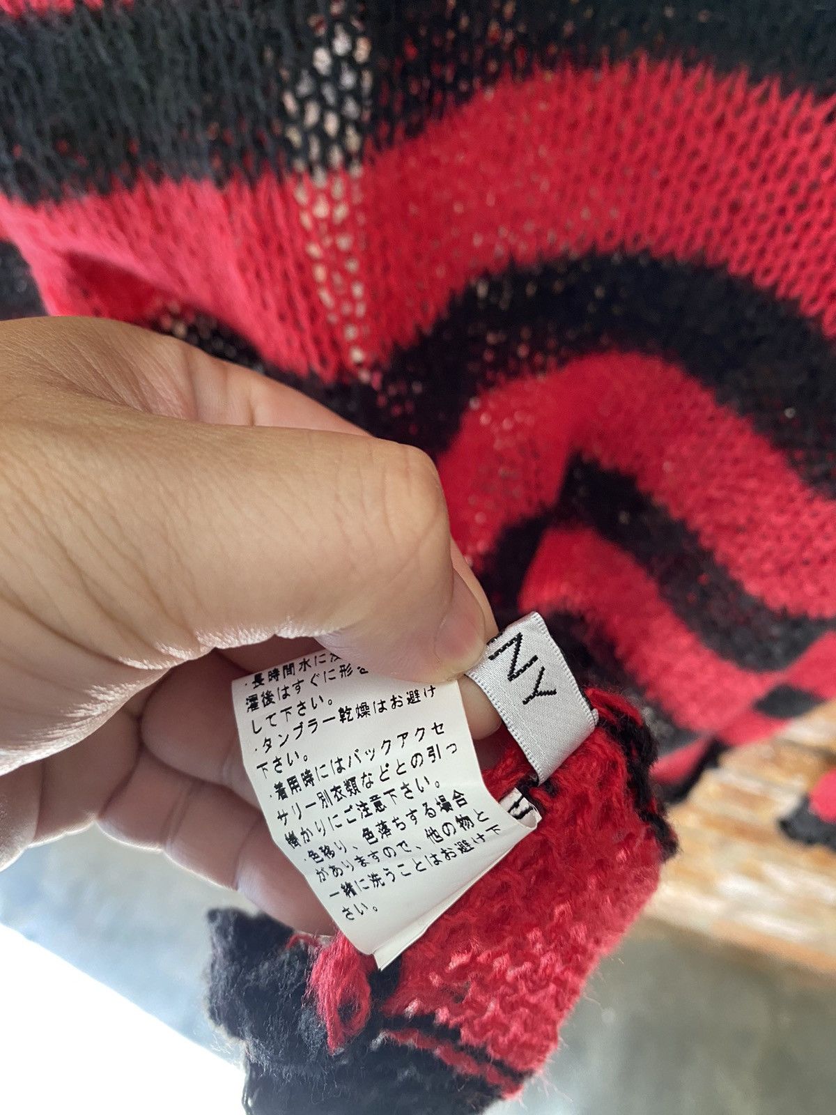 Japanese Brand 2000s Mony Japan Spider Web mesh Distresed stripe grunge Size US L / EU 52-54 / 3 - 16 Thumbnail