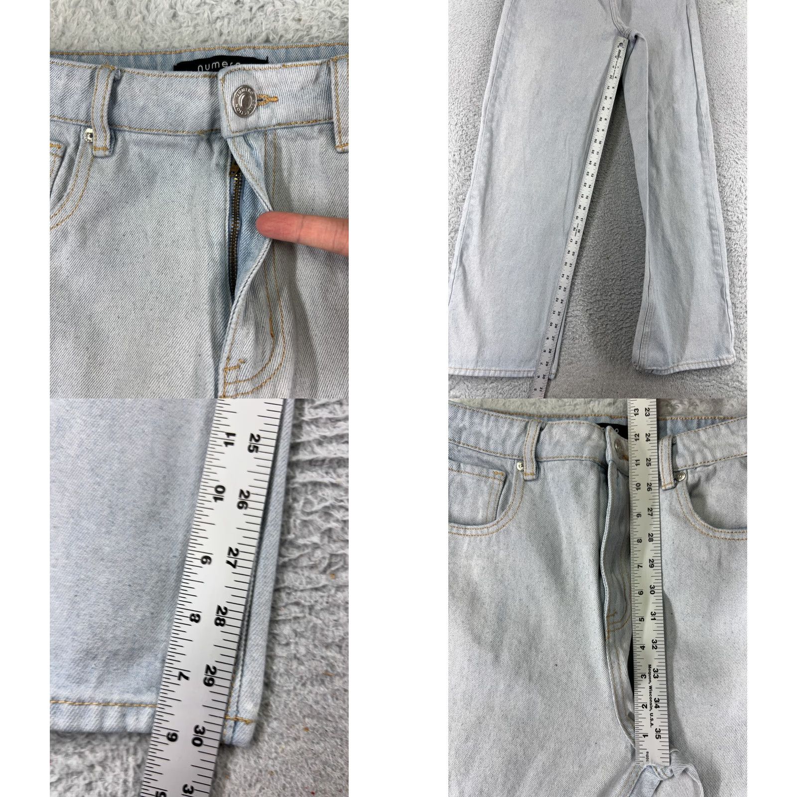 Vintage Numero Jeans Womens 29 Blue Denim Wide-Leg Light Wash Cotton Blend 25x30 Regular 5-Pocket Design Mens? Size 29" - 8 Thumbnail