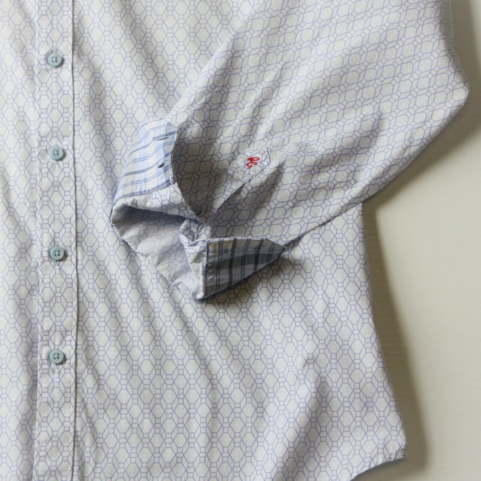 Robert Graham Geometric Print Light Blue Dress Shirt size L MSRP $198 Size US L / EU 52-54 / 3 - 4 Thumbnail