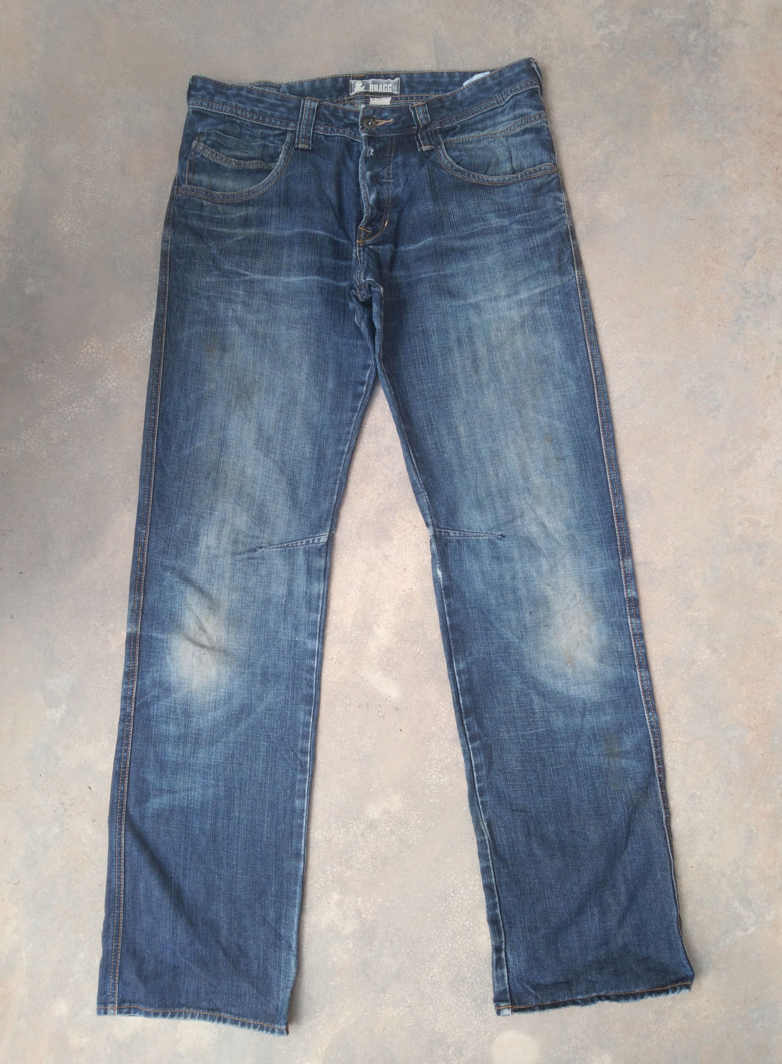 Japanese Brand Vintage Bragg Jeans Faded Blue Distressed Straight Leg 34x35 Size US 34 / EU 50 - 2 Thumbnail