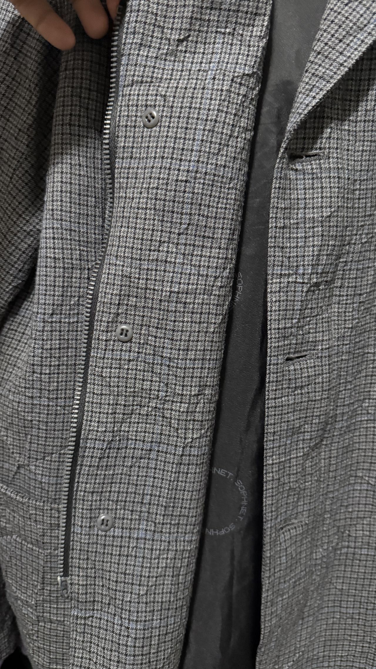Sophnet. × uniform experiment Sophnet wool ISSEY-Wrinkled effect riri Zipper 3B Jacket L Size 38R - 16 Thumbnail