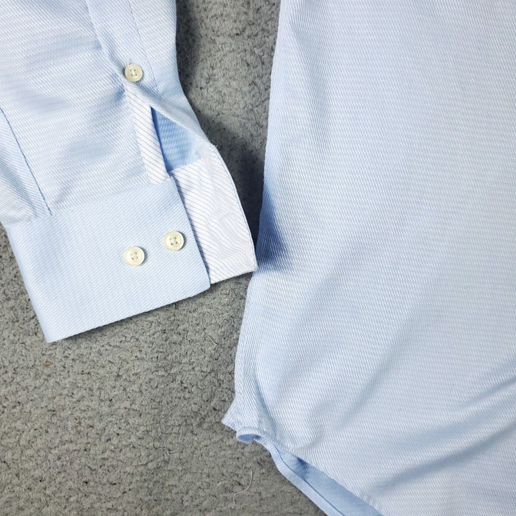 Vintage VINTAGE Jhane Barnes Dress Shirt Mens Size 16.5 Long Sleeve Blue Cotton Business Formal Office Size 42R - 3 Thumbnail