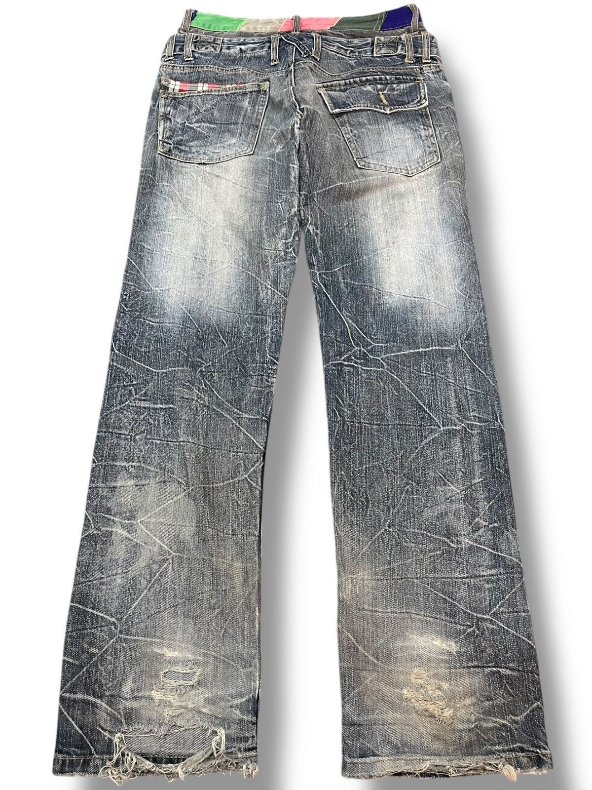 Beauty Beast × Hysteric Glamour × Japanese Brand Vintage Patina Double Waist AvantGarde Style Denim Size US 31 - 7 Thumbnail