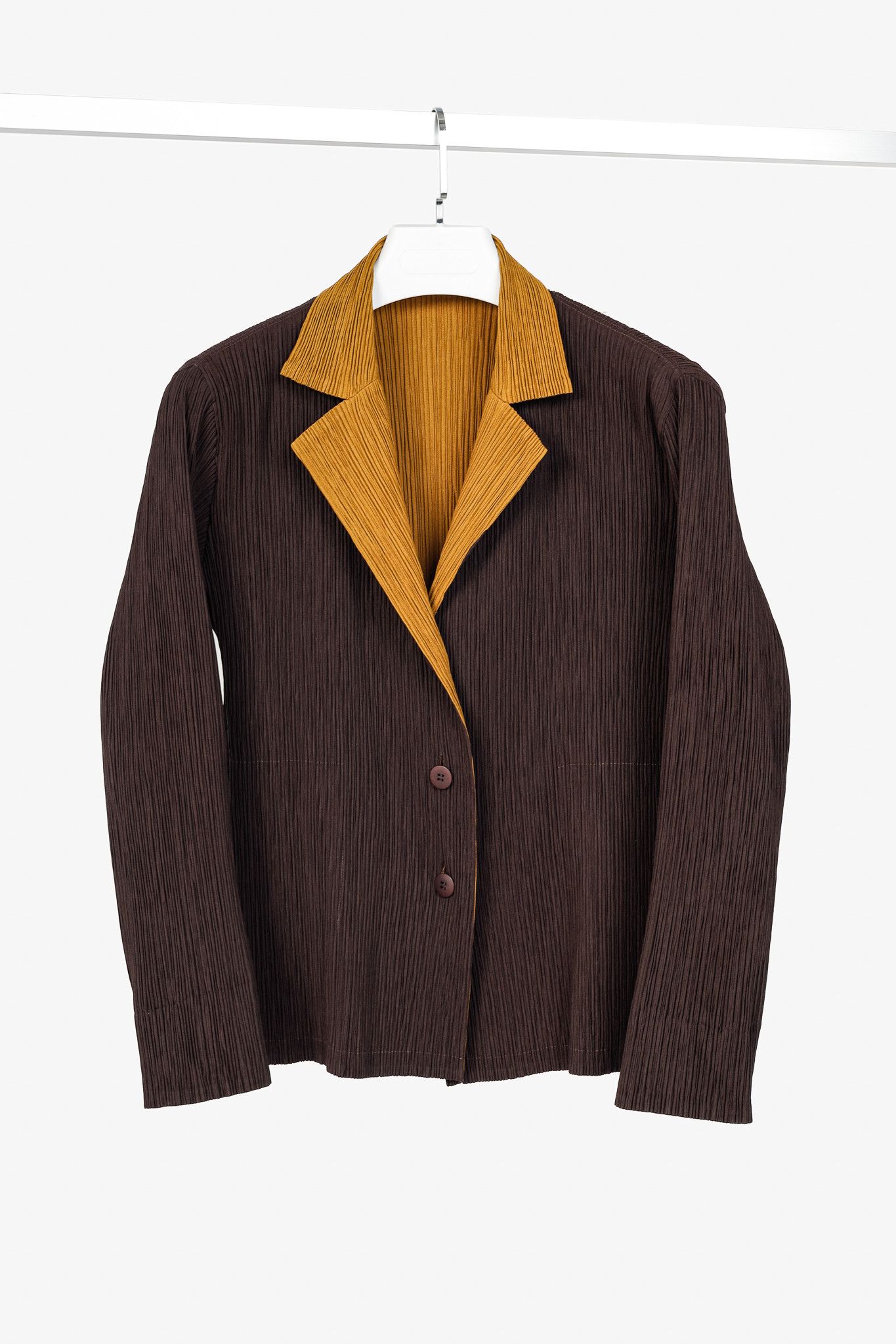 Issey Miyake Issey Miyake Brown Pleated-Satin Blazer Size M / US 6-8 / IT 42-44 - 1 Thumbnail