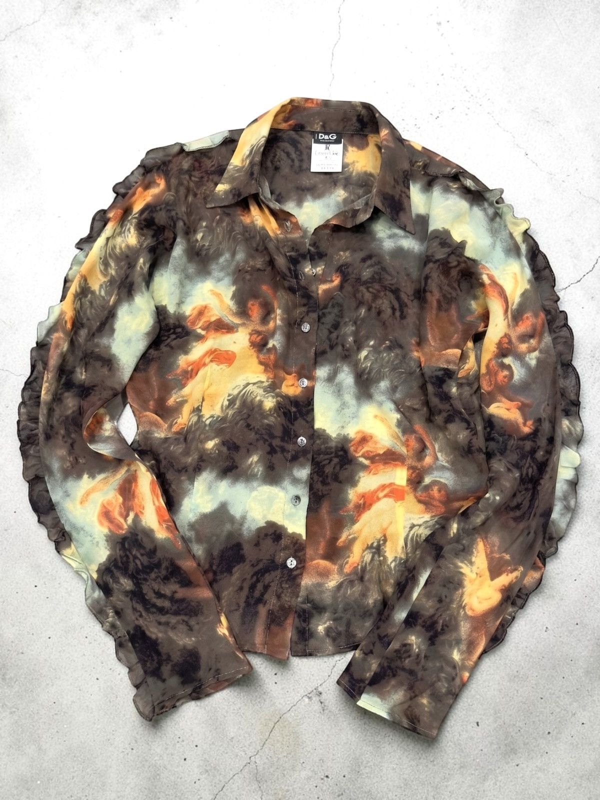 Dolce & Gabbana 2003 Dolce & Gabbana Cherub Print Silk Shirt Size S / US 4 / IT 40 - 1 Thumbnail