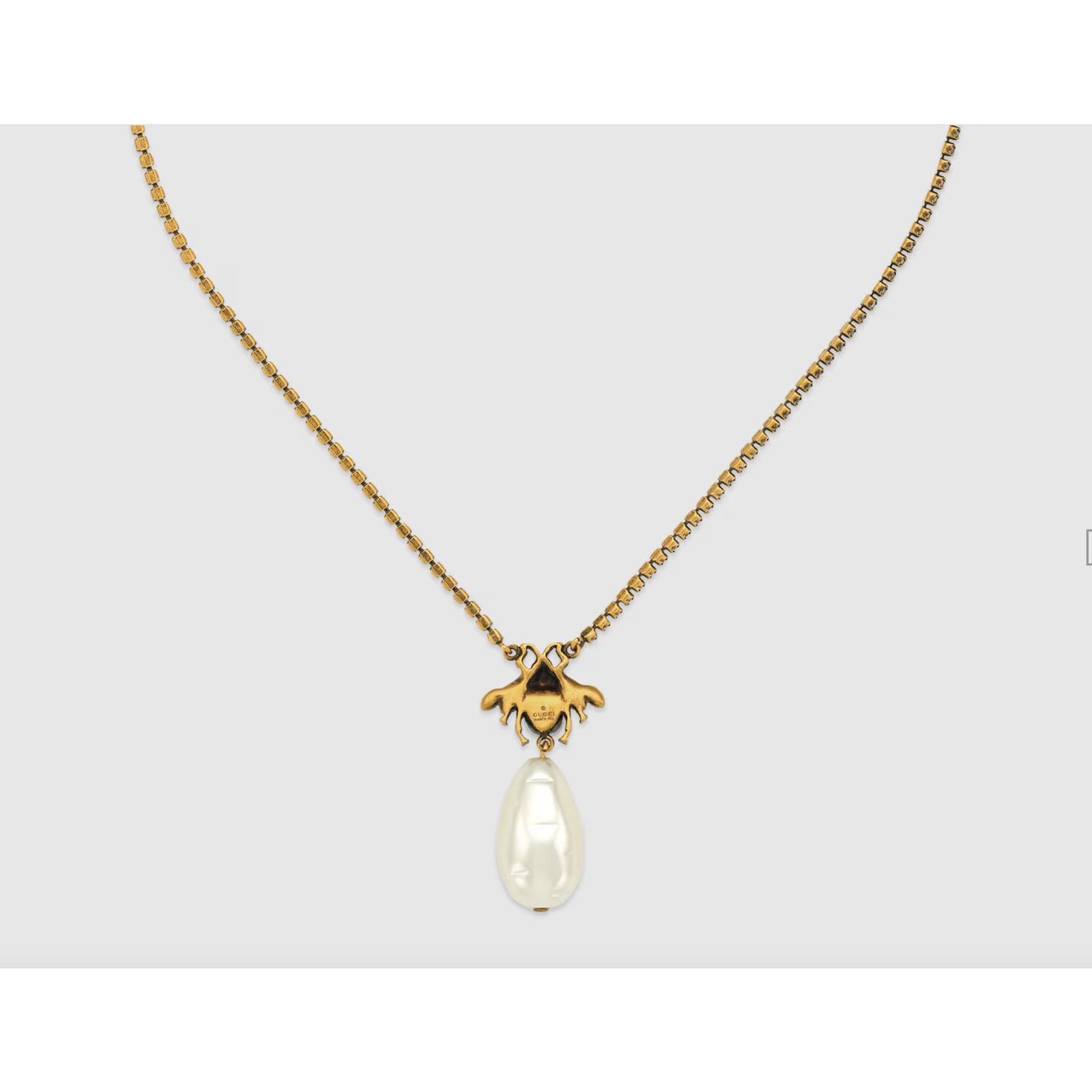 Gucci Gucci Bee Necklace w Crystal Chain & Drop Pearl | New in Box Size ONE SIZE - 2 Thumbnail