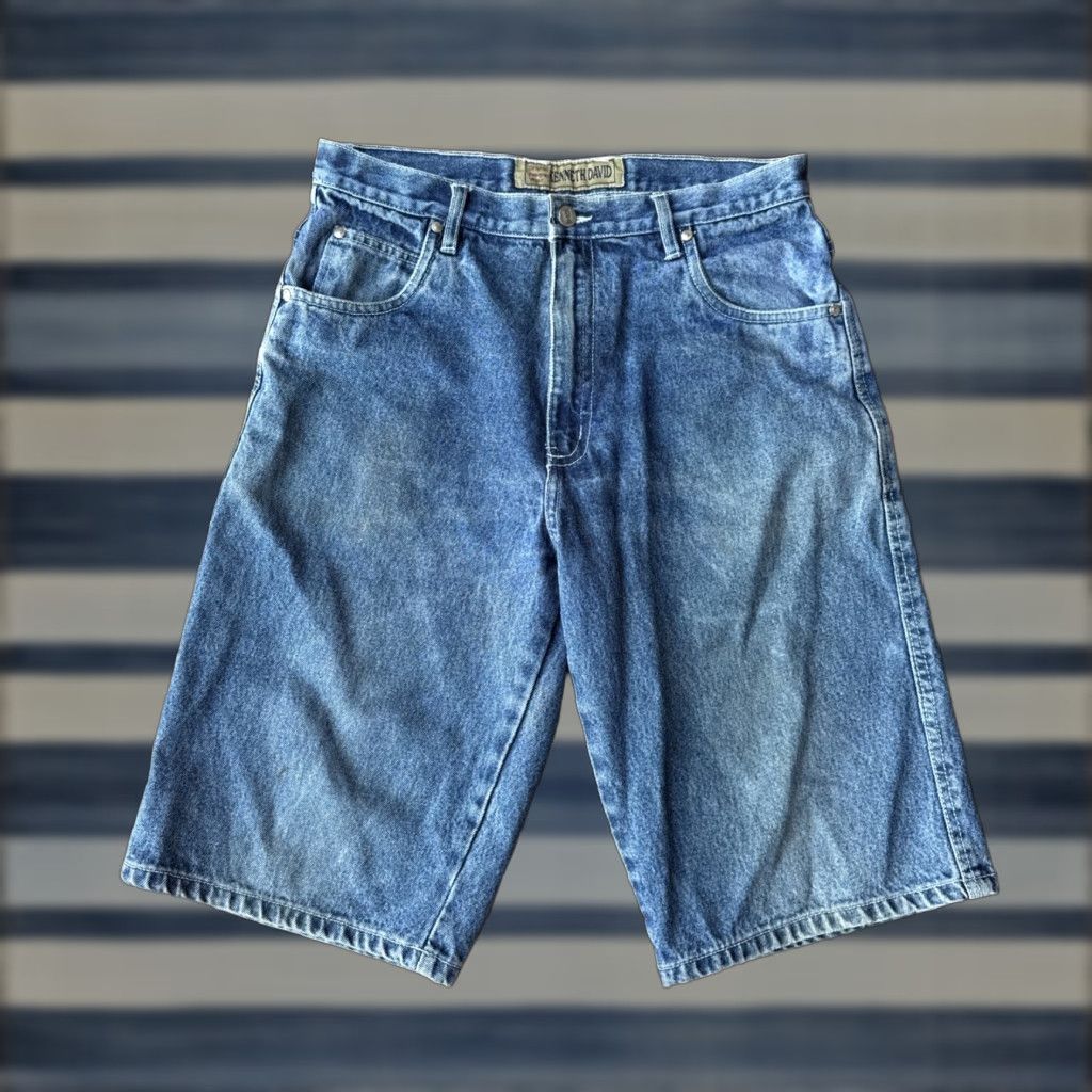 Vintage VINTAGE Kenneth David Baggy Jean Shorts 32x13 Men Jeans Denim Blue Grunge 90s Baggy Shorts Size US 32 / EU 48 - 1 Thumbnail