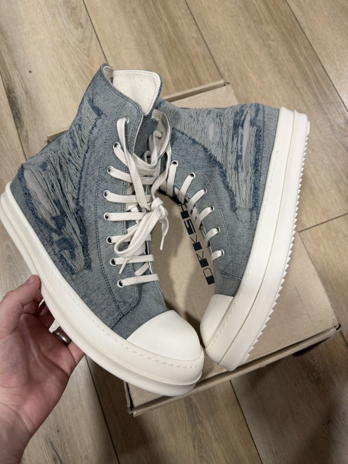 Rick Owens Rick owens drkshdwk deneim high top Size US 11 / EU 44 - 10 Thumbnail
