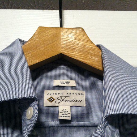 Joseph Abboud JOSEPH ABBOUD MEN'S BLUE 100%COTTON DRESS SHIRT 17/34-35 Size US XL / EU 56 / 4 - 5 Thumbnail
