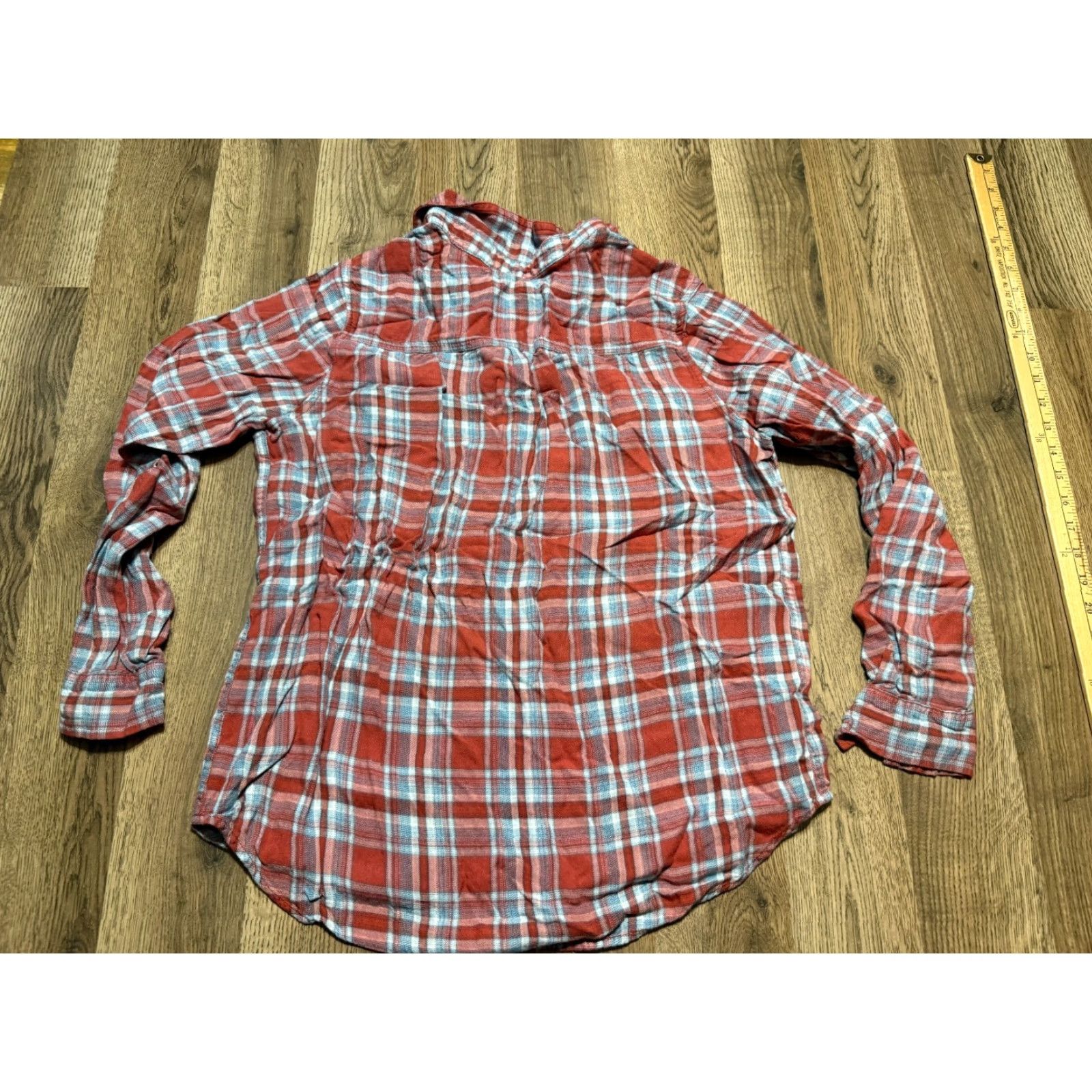 Mossimo VINTAGE not applicable; Mossimo Shirt Womens Medium Red Blue White Button Up Long Sleeve Boyfriend Fit Size M / US 6-8 / IT 42-44 - 2 Thumbnail