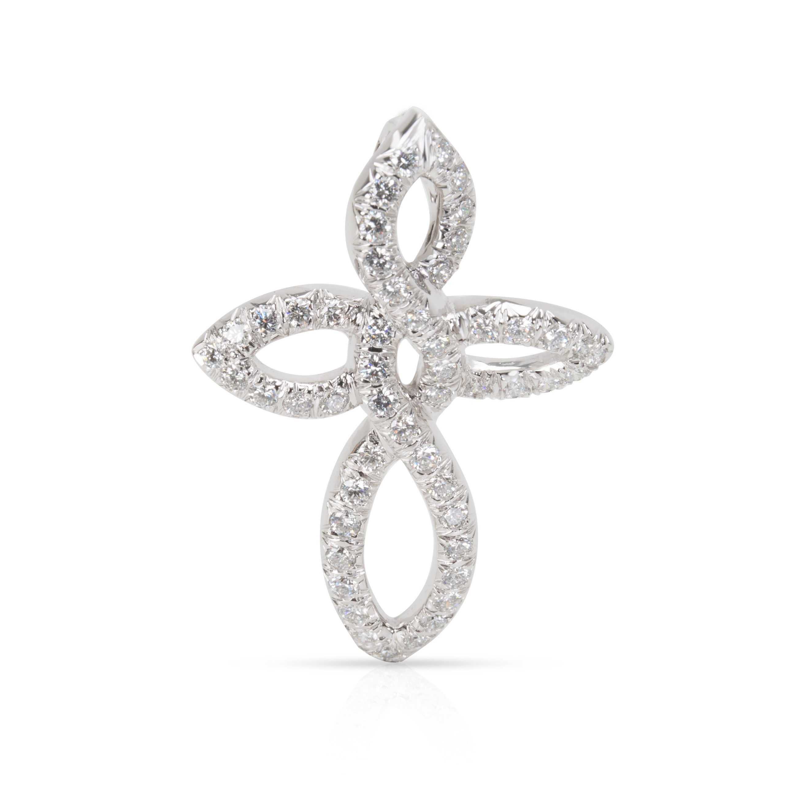 image of Tiffany Co Dunay Diamond Cross Necklace In Platinum 1 Ctw in Silver, Women's