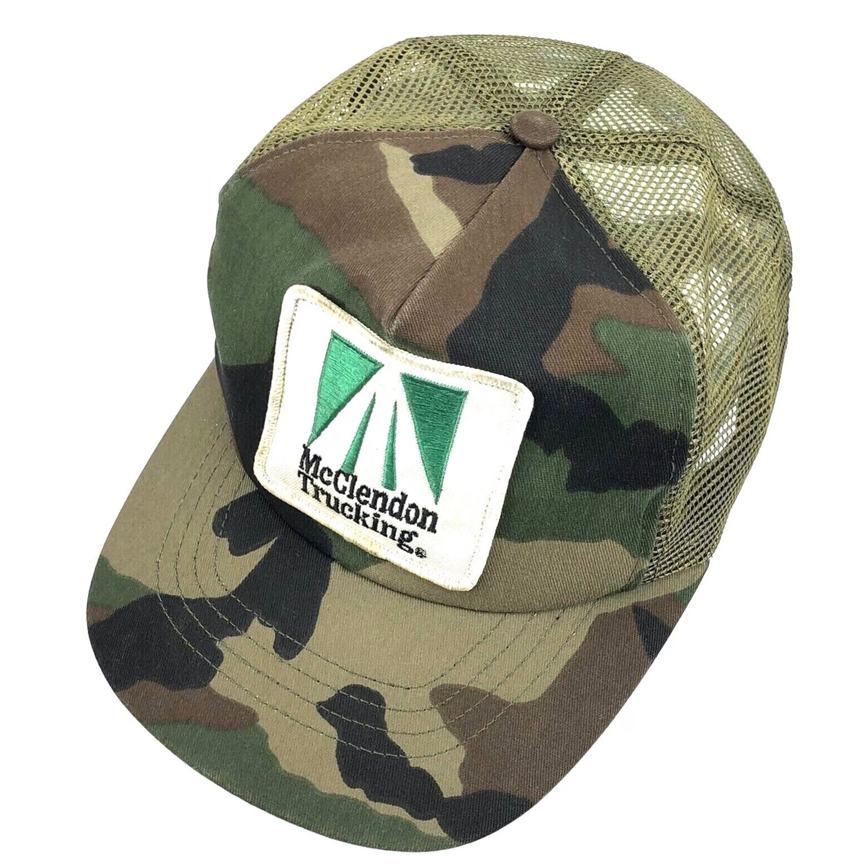 Industrie VINTAGE Camo Trucker Hat Cap Snapback McClendon Trucking 80s Made In USA Green Mens Size ONE SIZE - 2 Thumbnail
