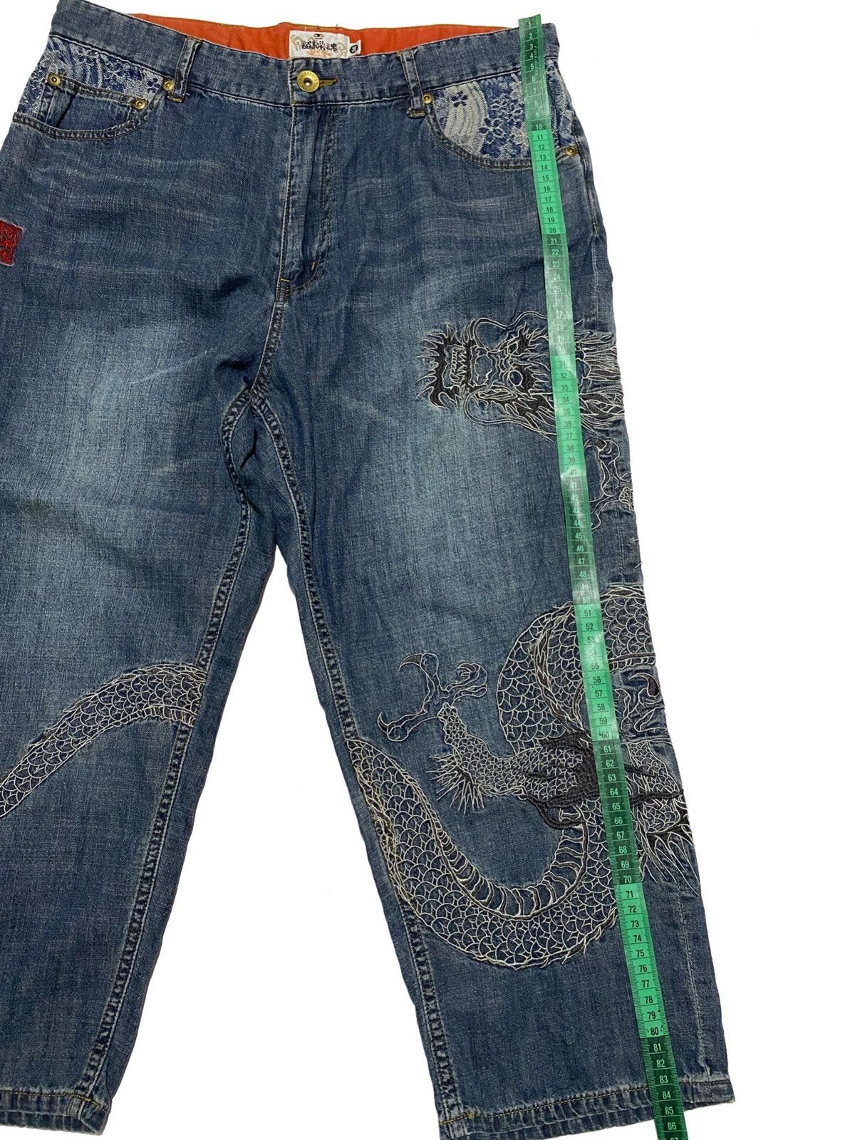 Japanese Brand VINTAGE KARAKURI TAMASHII DRAGON DENIM PANTS Size US 36 / EU 52 - 13 Thumbnail