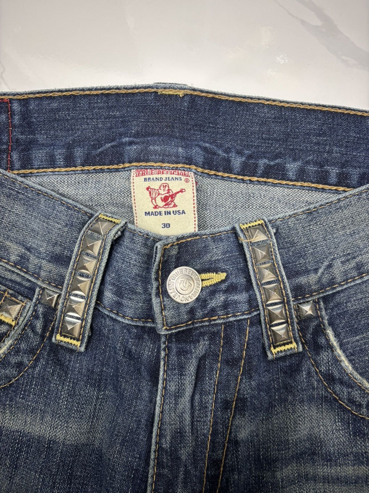 Hysteric Glamour × Le Grande Bleu (L.G.B.) × True Religion TRUE RELIGION METAL STUDDED FLARE JEANS BOOTCUT BILLY Size US 32 / EU 48 - 9 Thumbnail