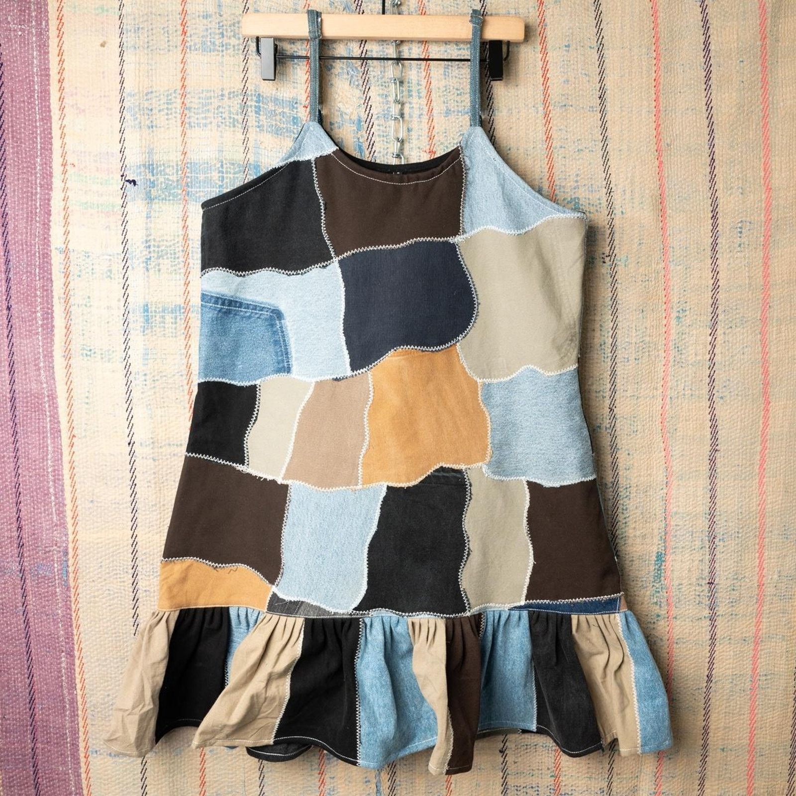 Other Custom patchwork mini dress with ruffle hem Size M / US 6-8 / IT 42-44 - 1 Thumbnail