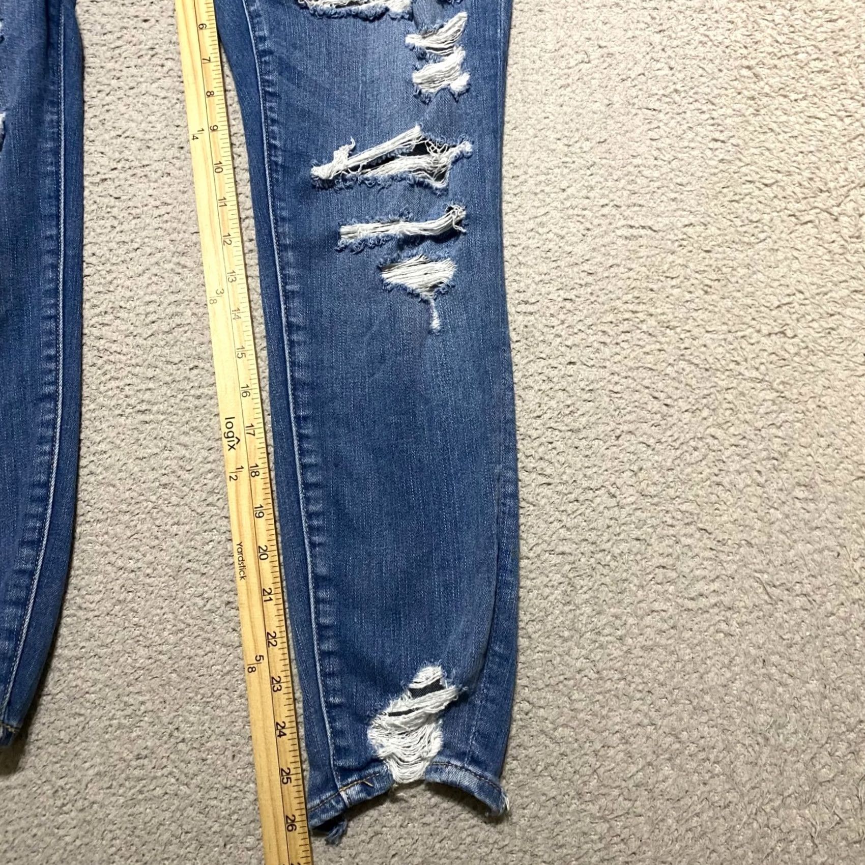 American Eagle Outfitters American Eagle Womens 6P Jeans Blue Denim Distressed High Rise Jegging Stretch Size 28" / US 6 / IT 42 - 7 Thumbnail