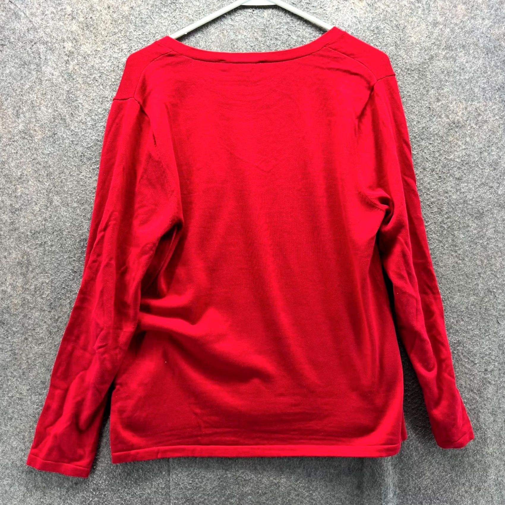 Tommy Hilfiger Tommy Hilfiger Sweatshirt Womens Large Red V-Neck Cotton Knit Pullover Logo Size L / US 10 / IT 46 - 3 Thumbnail