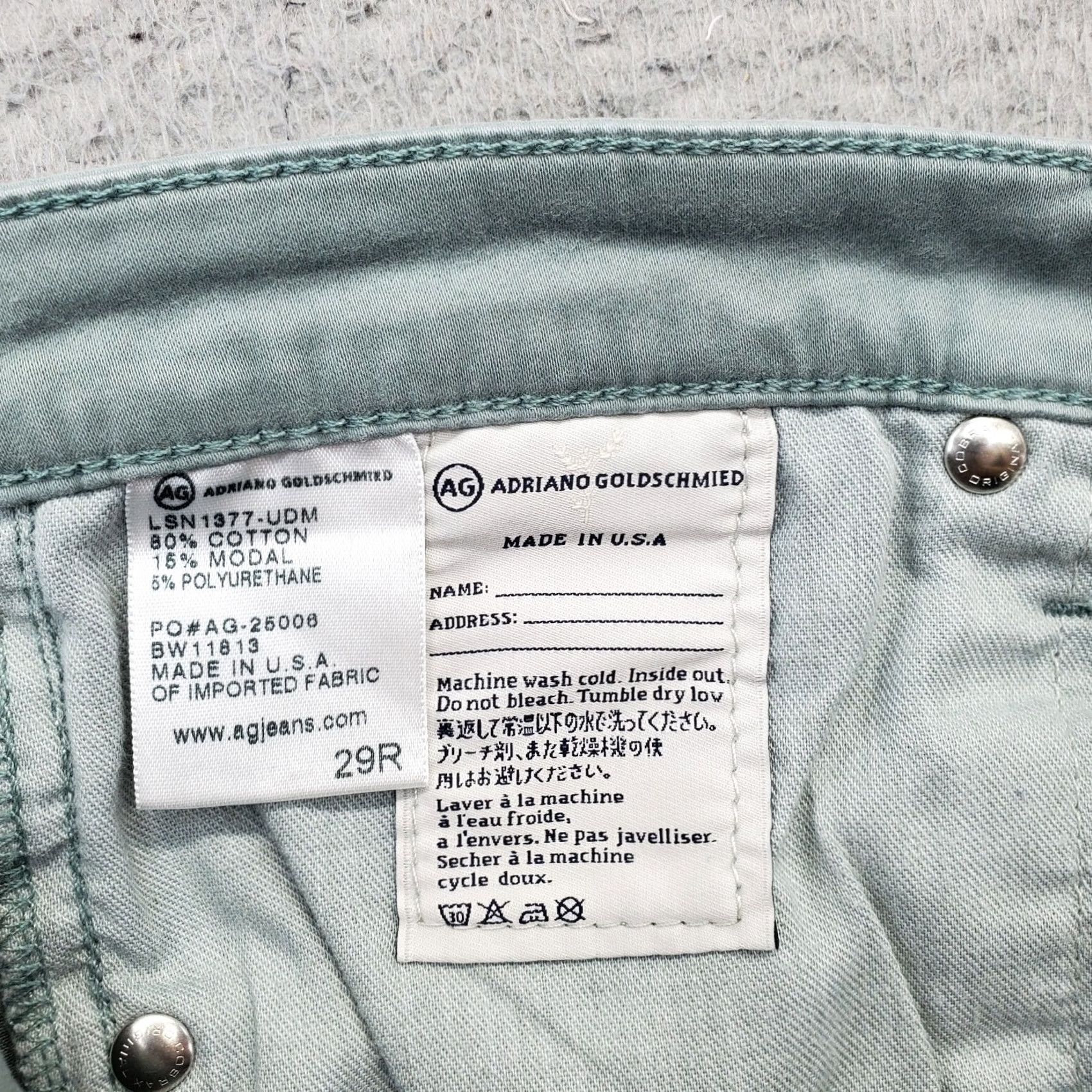 Vintage AG Adriano Goldschmied Pants Women Slim Straight Green 29 5-Pockets Ankle Size 29" - 8 Thumbnail