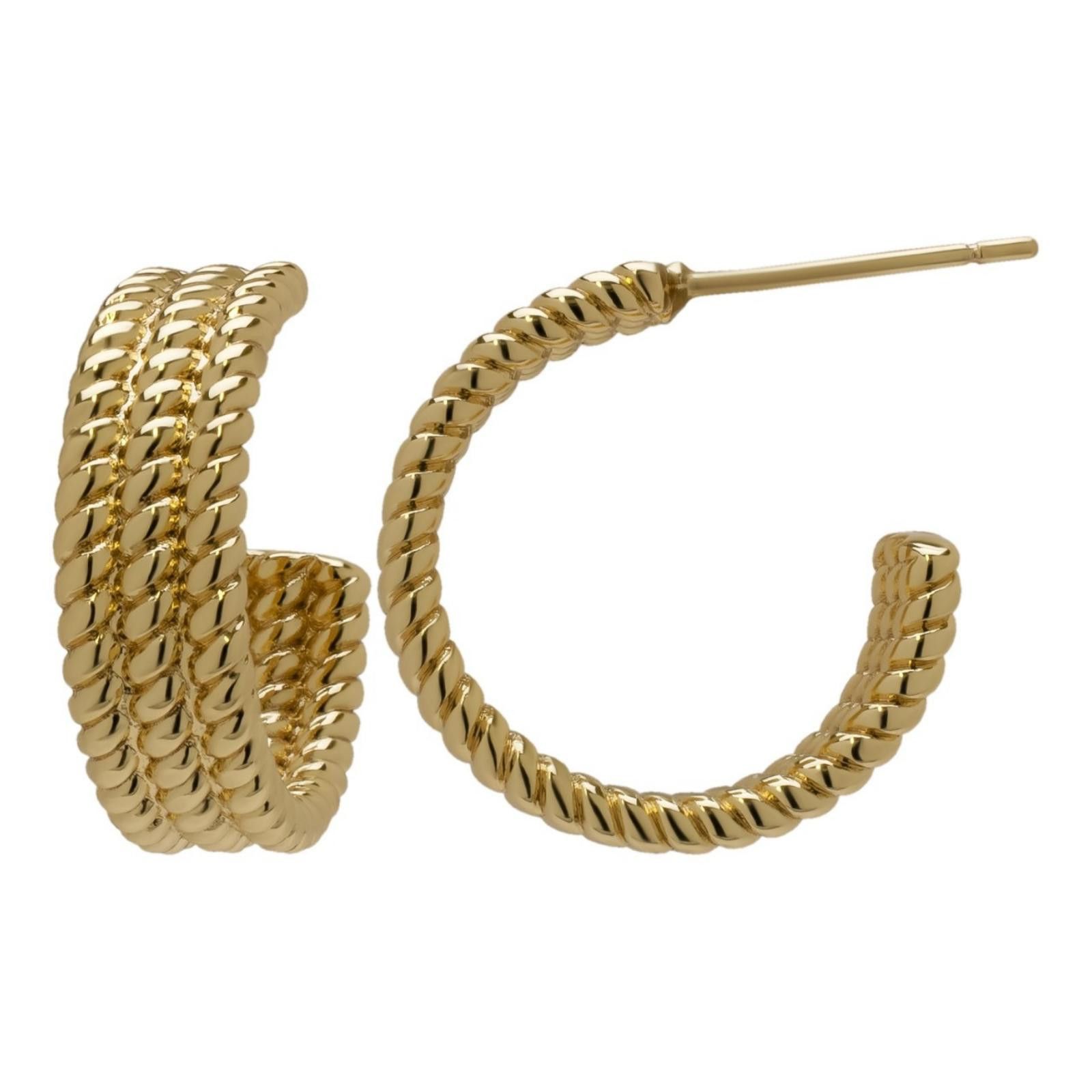Macys 14K Gold Plated Twisted Rope Hoop Earrings Size ONE SIZE - 1 Thumbnail