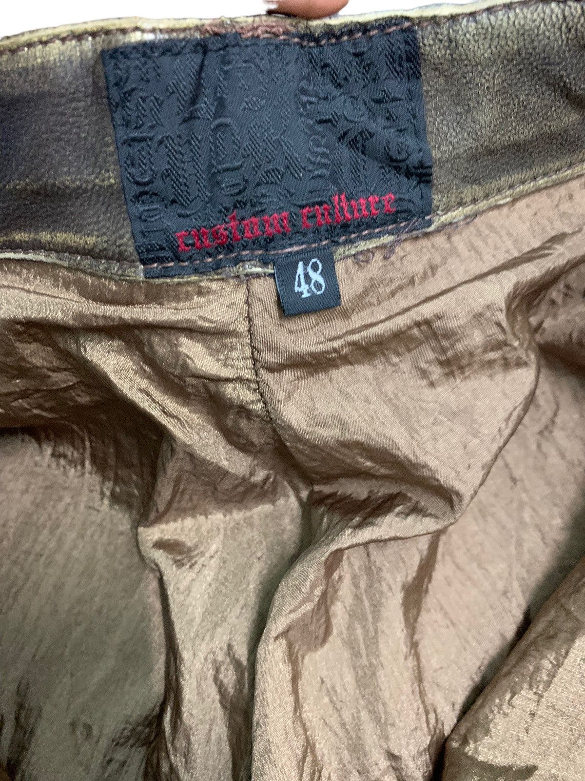 Japanese Brand 🔥Distressed Leather Cumtom Culture Biker Pants Size US 32 / EU 48 - 12 Thumbnail