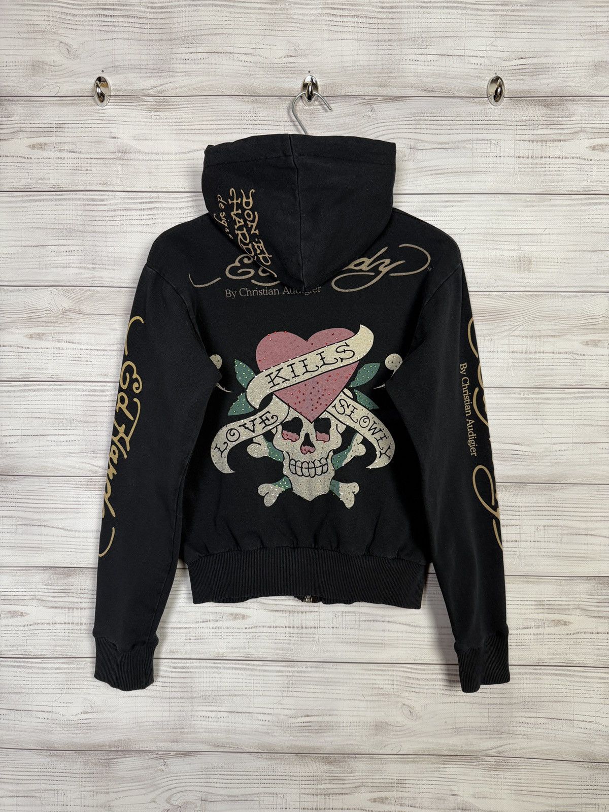 Christian Audigier RARE Vintage Ed Hardy Zip Hoodie Skelleton Skulls Audigier Size M / US 6-8 / IT 42-44 - 1 Thumbnail