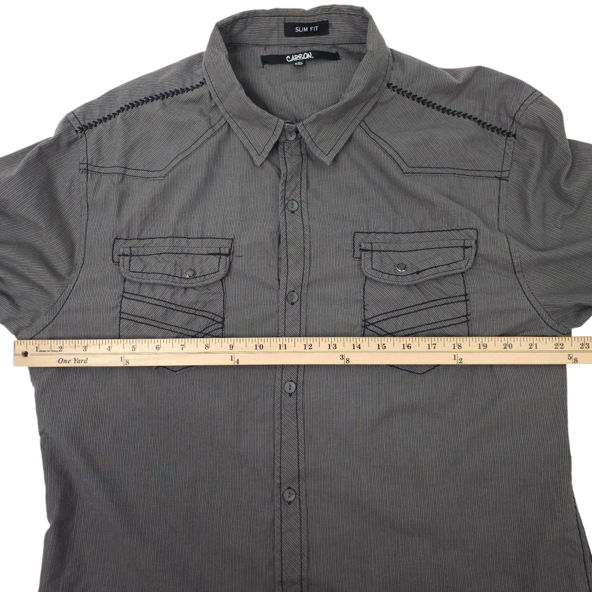 Carbon Carbon Slim Fit Button Front Shirt Mens XXL READ Tab Sleeve Size US XXL / EU 58 / 5 - 4 Thumbnail