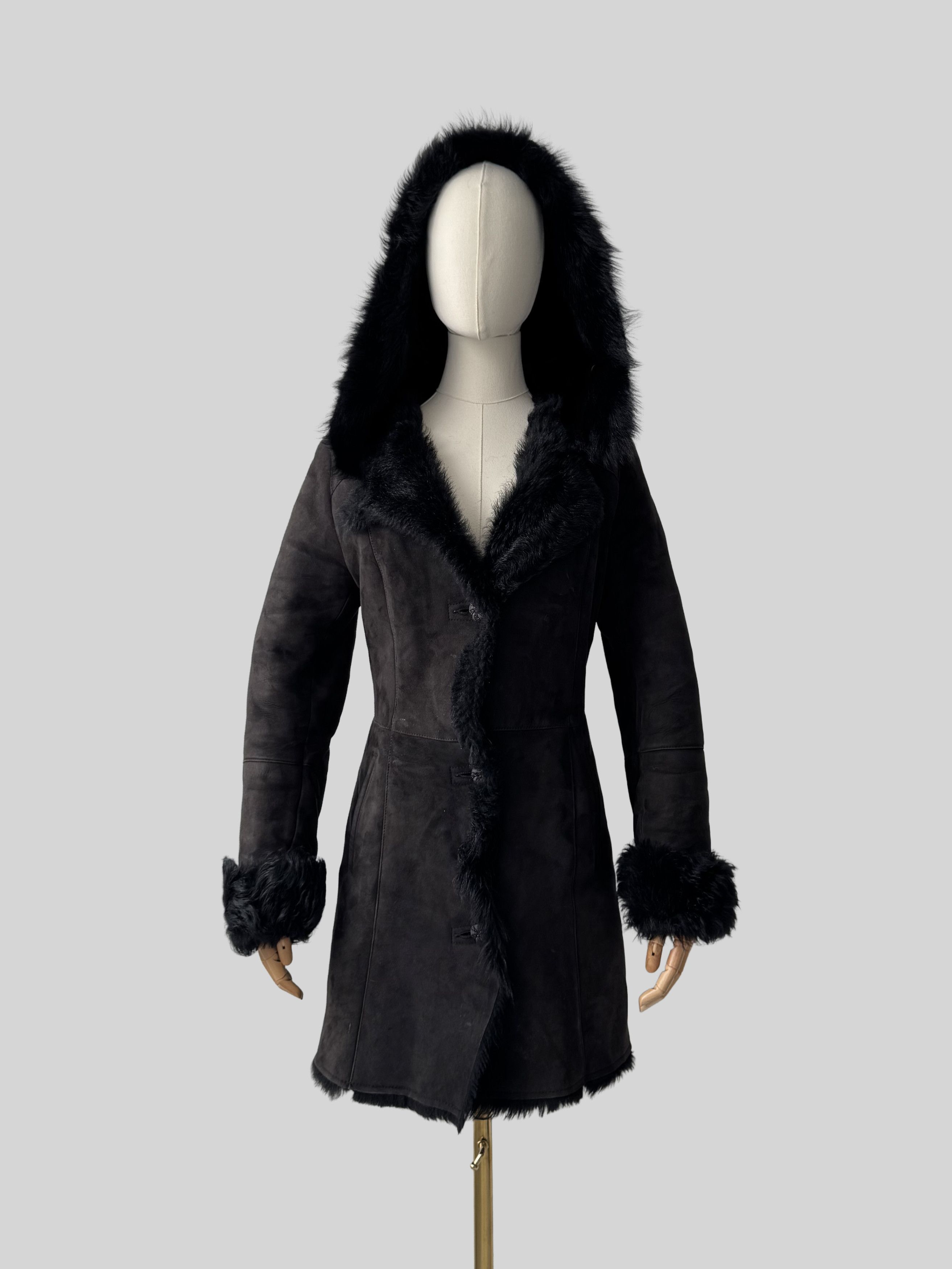 Vintage Vintage Real Sheepskin Hooded Coat (D10)(D15) Size XS / US 0-2 / IT 36-38 - 2 Thumbnail