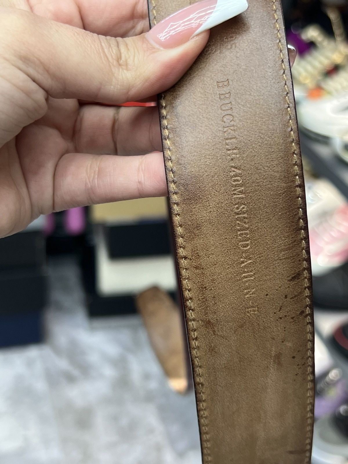 Bally Bally Belt with Silver Tone “B” Buckle Size 38 - 7 Thumbnail