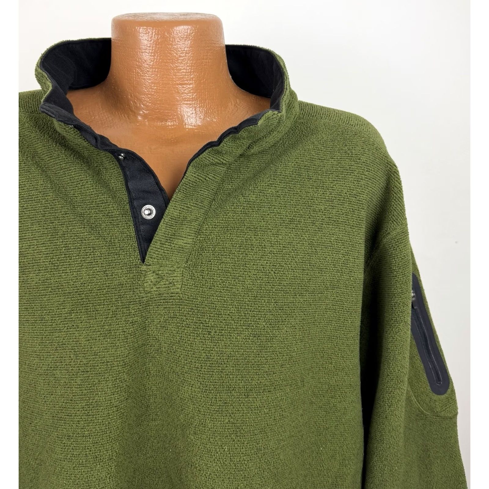 ExOfficio Ex Officio Fleece Pullover Mens 2XL Olive Green Snap Placket Outdoors 90s Shirt Size US XXL / EU 58 / 5 - 3 Thumbnail