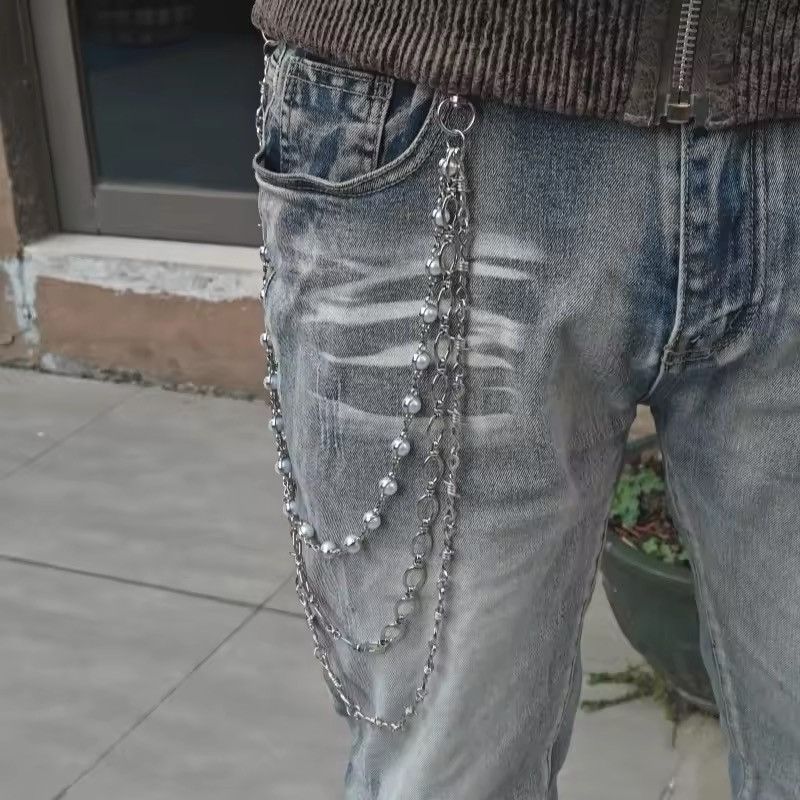 Other Silvery Rivet Three Layers Concise Pants Waist Chain Size ONE SIZE - 2 Thumbnail