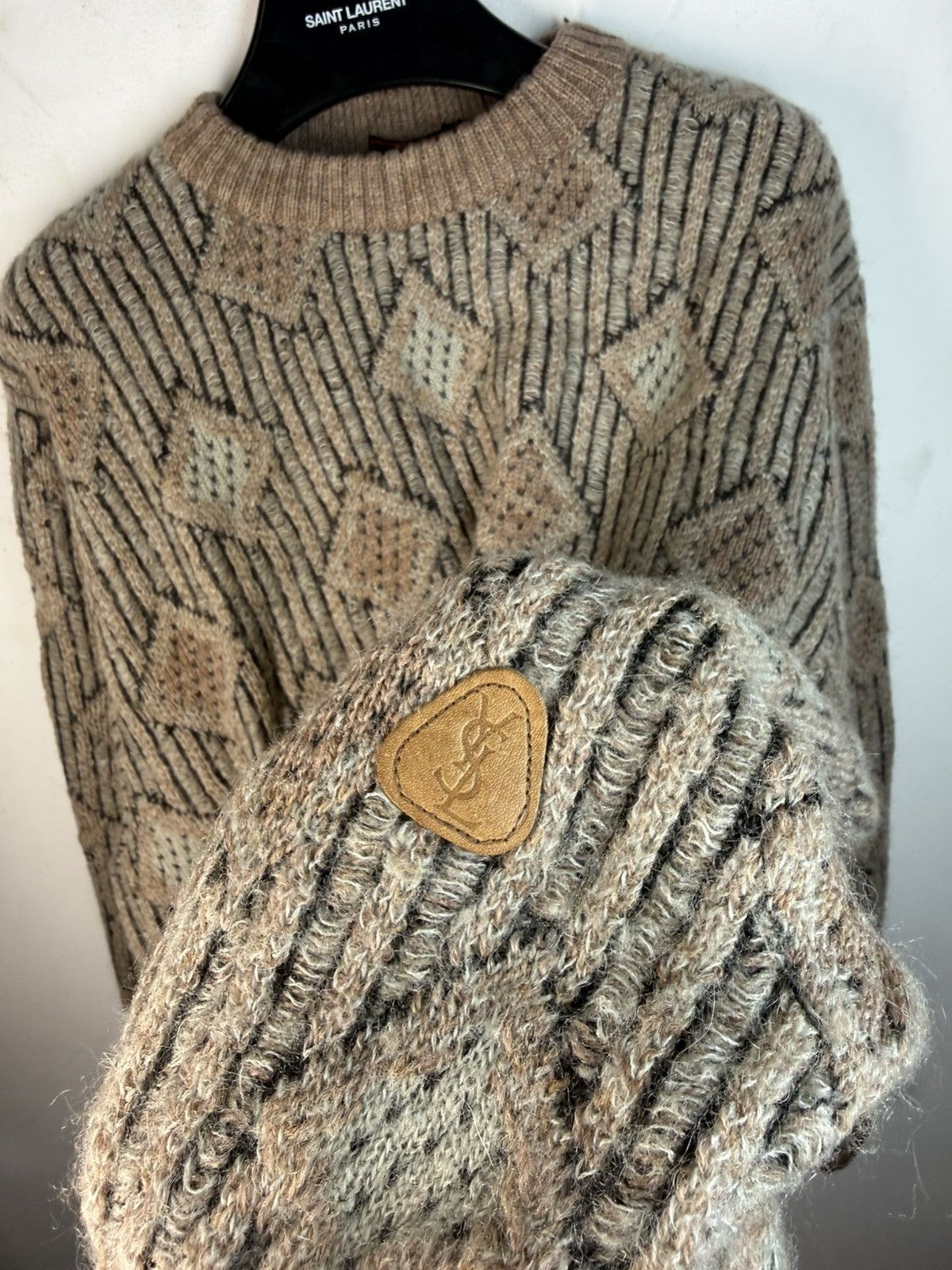 Yves Saint Laurent 90s Wool YSL Sweater Soft Beige Vintage Yves Saint Laurent Size US L / EU 52-54 / 3 - 4 Thumbnail