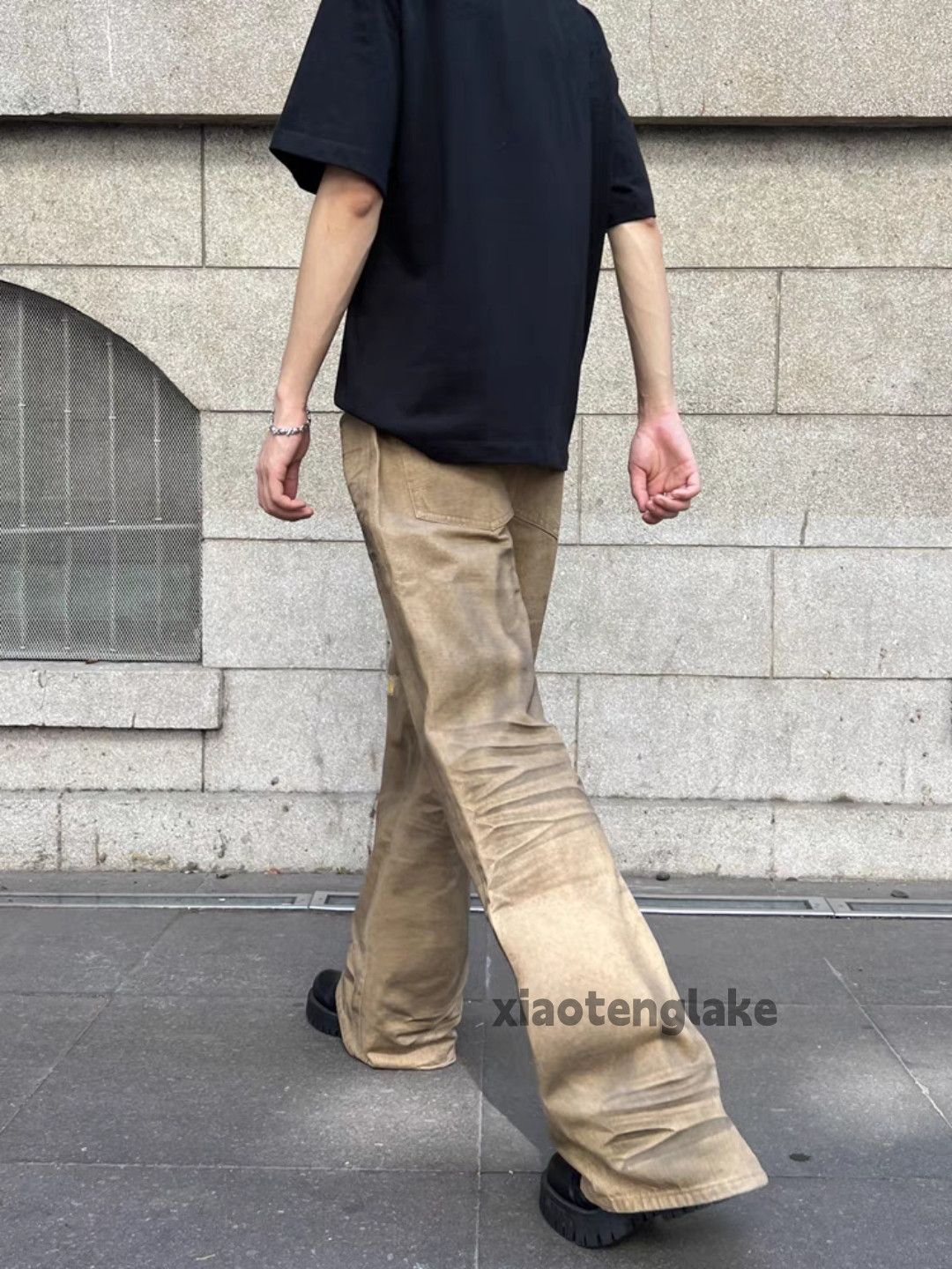 Jean × Vintage dirty washed faded punk grunge flared stain jeans Size US 32 / EU 48 - 3 Thumbnail