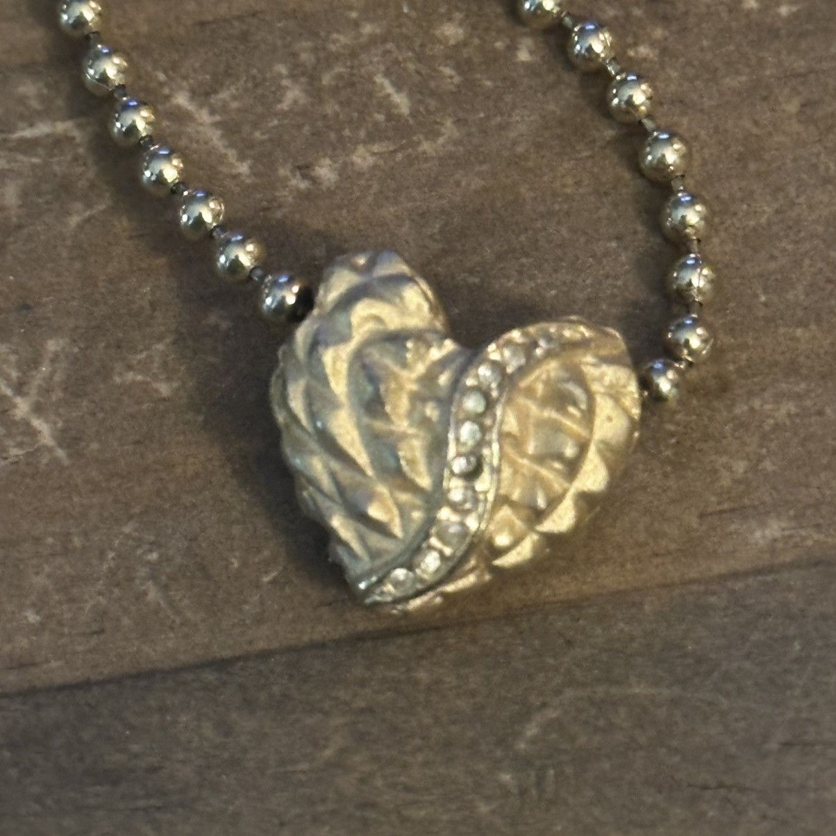 Vintage Vintage gold tone sliding puffed heart pendant necklace Size ONE SIZE - 4 Thumbnail