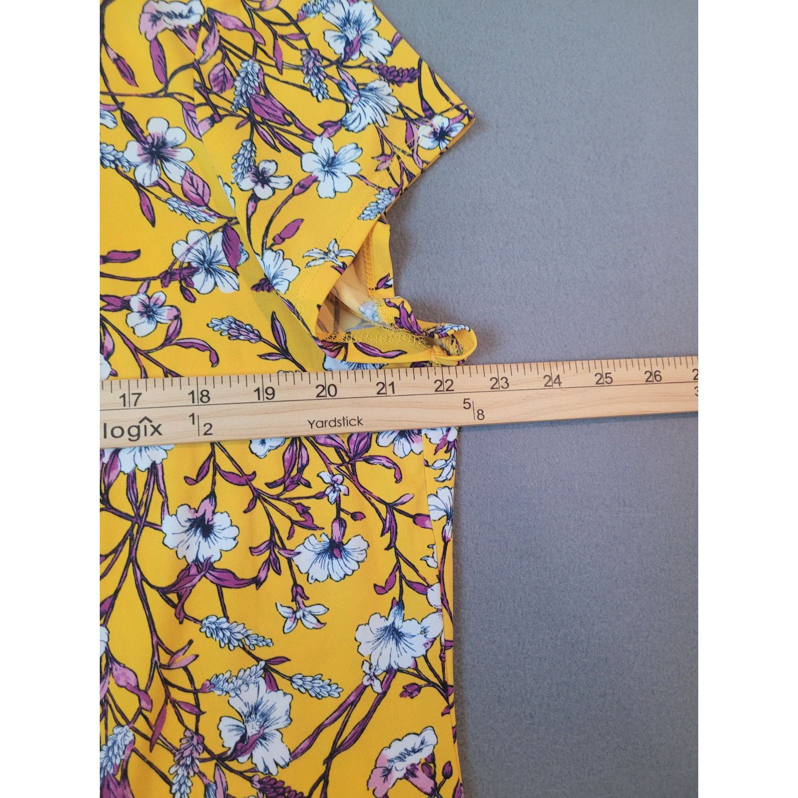 Liz Claiborne Liz Claiborne Yellow Floral Blouse XL Short Sleeve Top Size XL / US 12-14 / IT 48-50 - 6 Thumbnail
