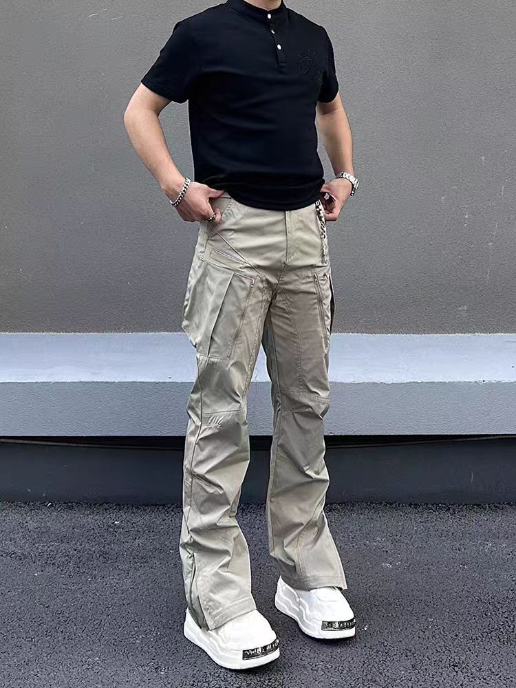 Jean Khaki Casual Loose-Fit Multi-Pocket Work Pants Size US 30 / EU 46 - 2 Thumbnail