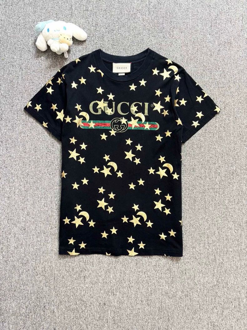 Gucci Gucci Black old belt star and moon short-sleeved T-shirt Size US XXS / EU 40 - 1 Thumbnail