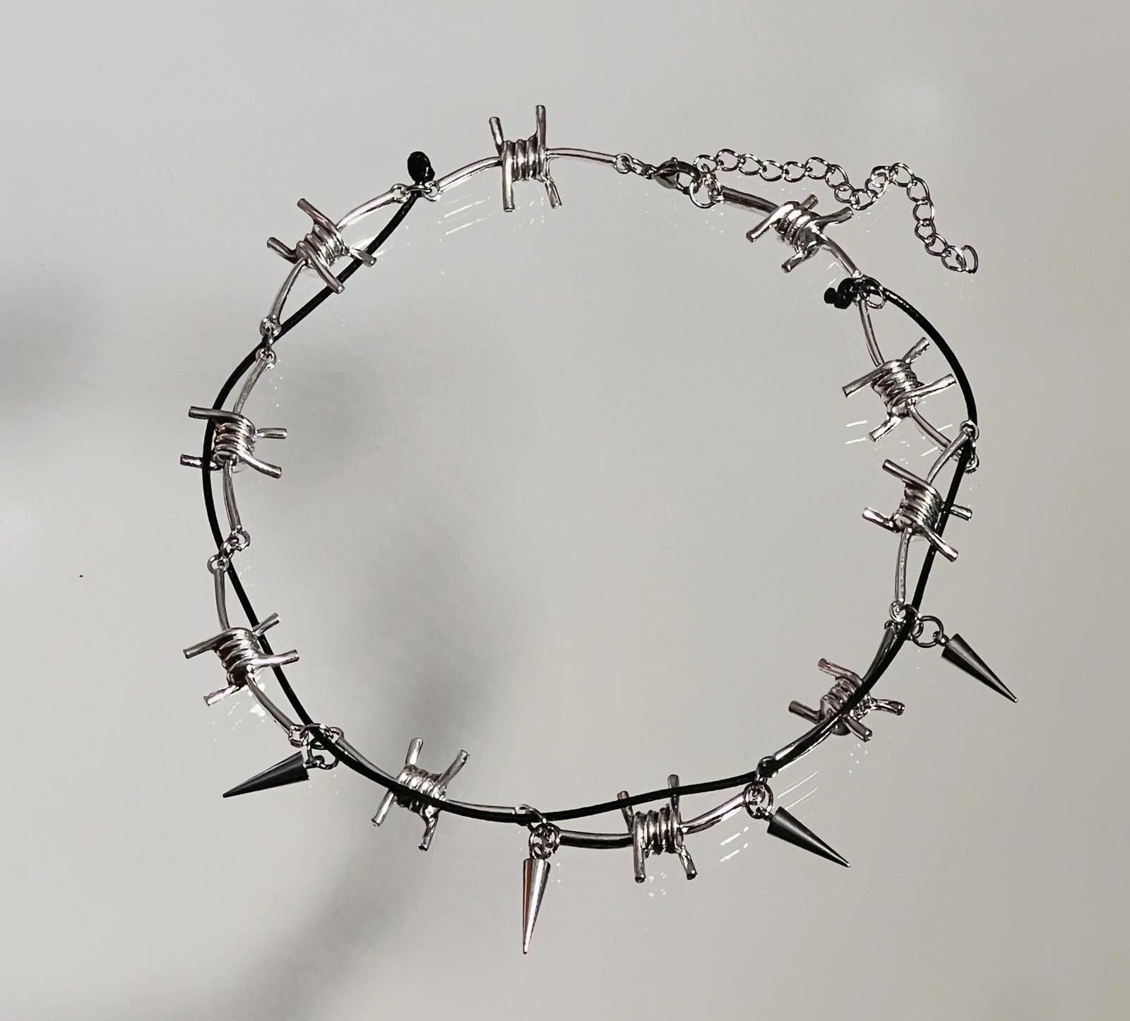 Jewelry Silver Spike Punk Choker Necklace, Edgy Statement Jewelry Size ONE SIZE - 5 Thumbnail