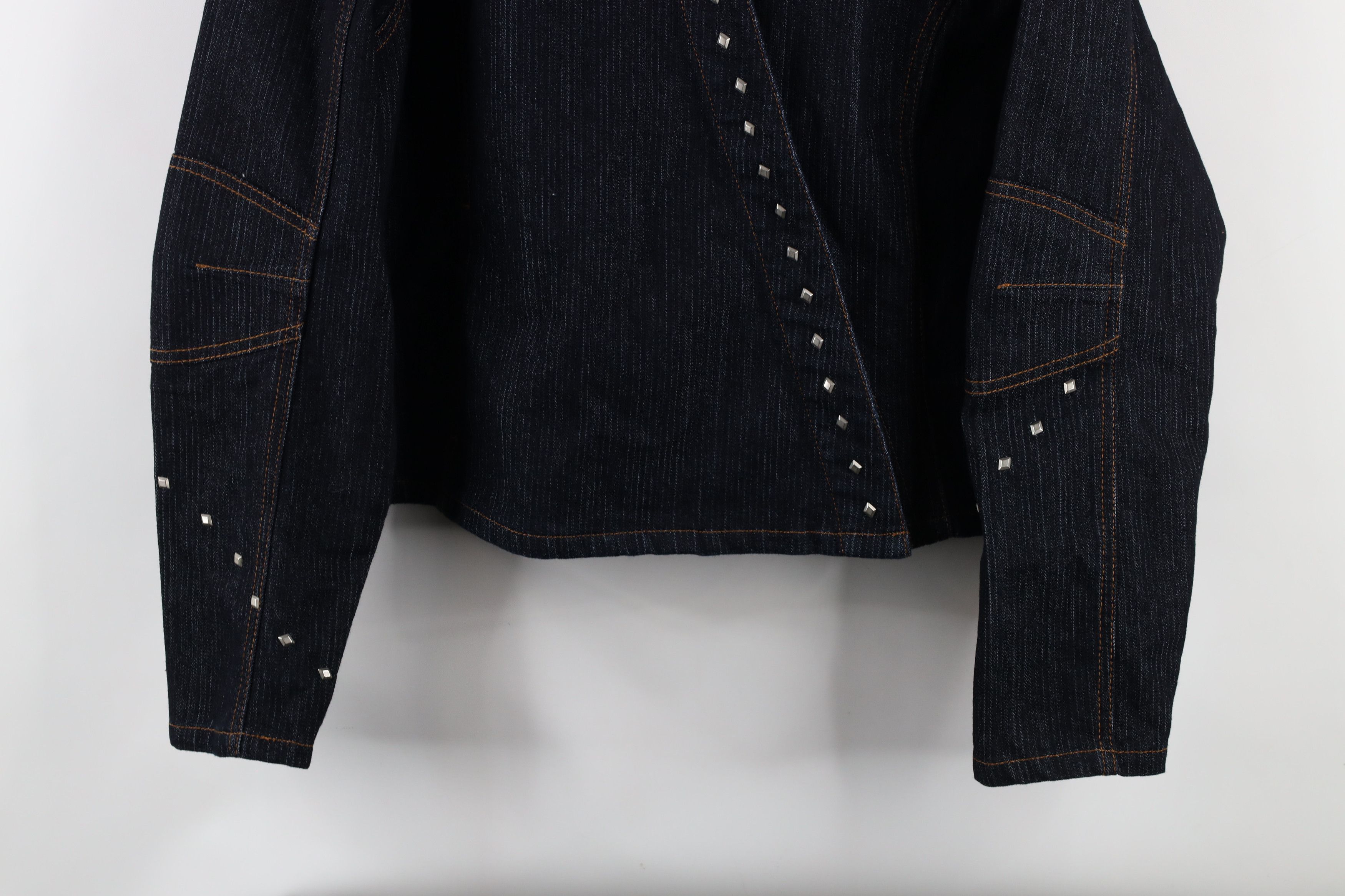 Fubu × Vintage Vintage FUBU Diamond Studded Striped Denim Trucker Jacket Size XXL / US 16-18 / IT 52-54 - 3 Thumbnail