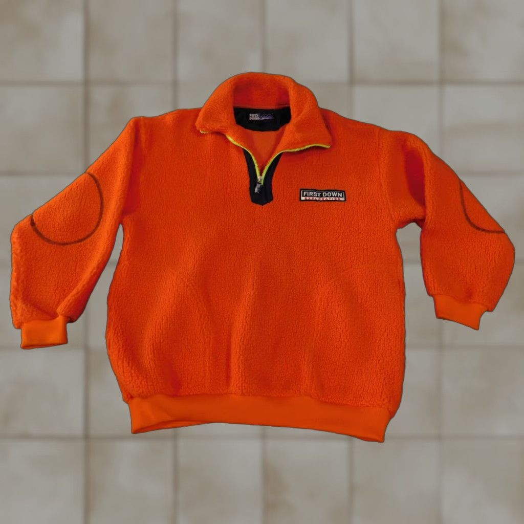 Vintage VINTAGE First Down Pullover Mens Large Orange Fleece Sherpa Sweater Outdoor Warm Retro Size US L / EU 52-54 / 3 - 1 Thumbnail