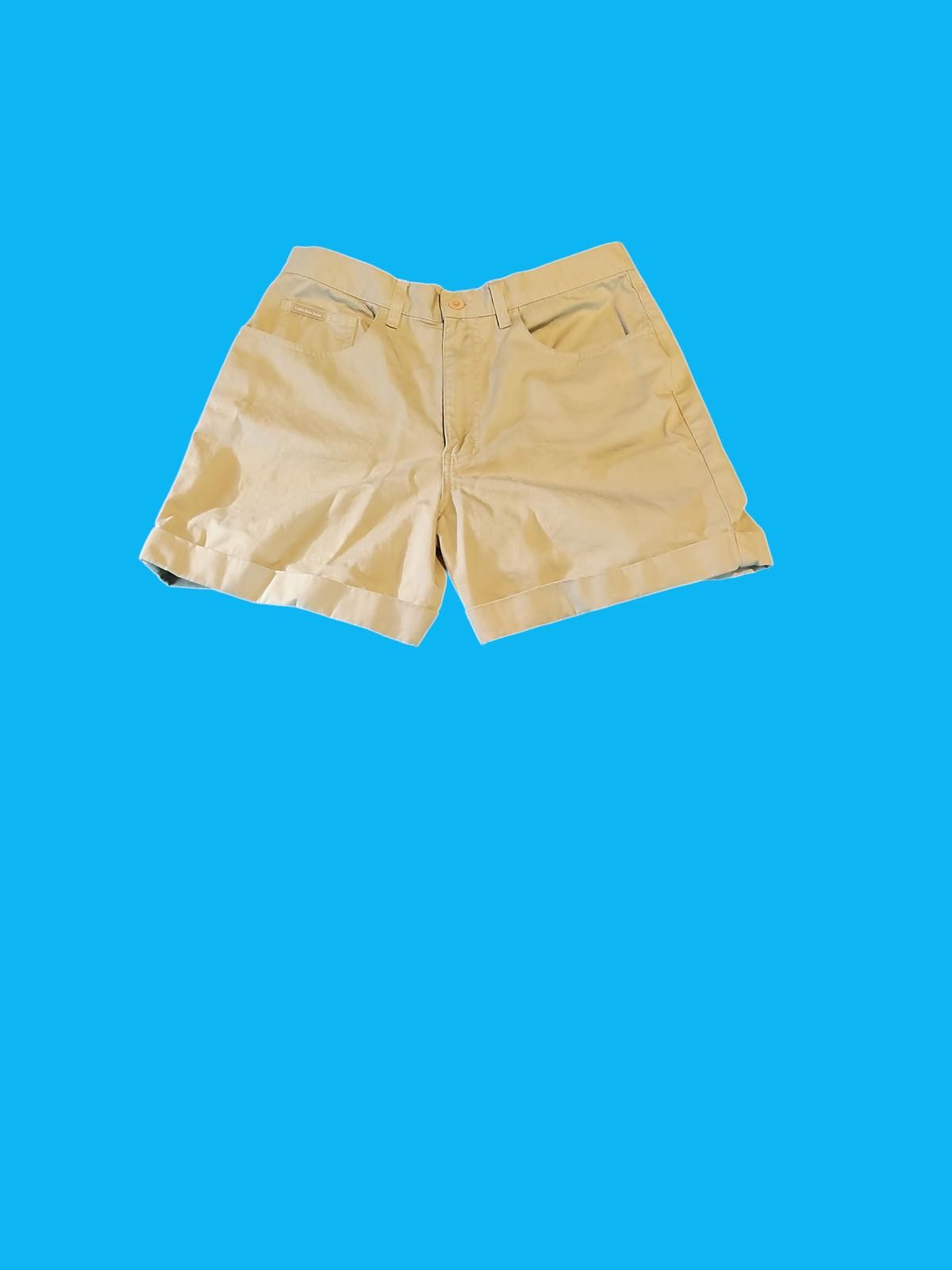 Designer Calvin Klein Women's Khaki Chino Shorts Size 34" / US 12 / IT 48 - 1 Thumbnail