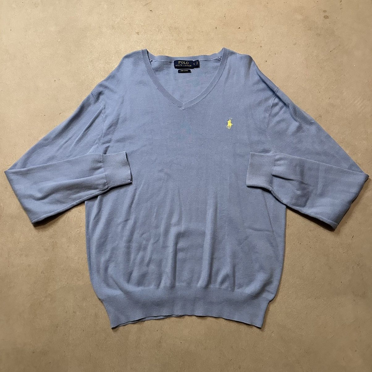 Polo Ralph Lauren Light Blue Polo Ralph Lauren Pima Cotton V-Neck Sweater Size US L / EU 52-54 / 3 - 2 Thumbnail