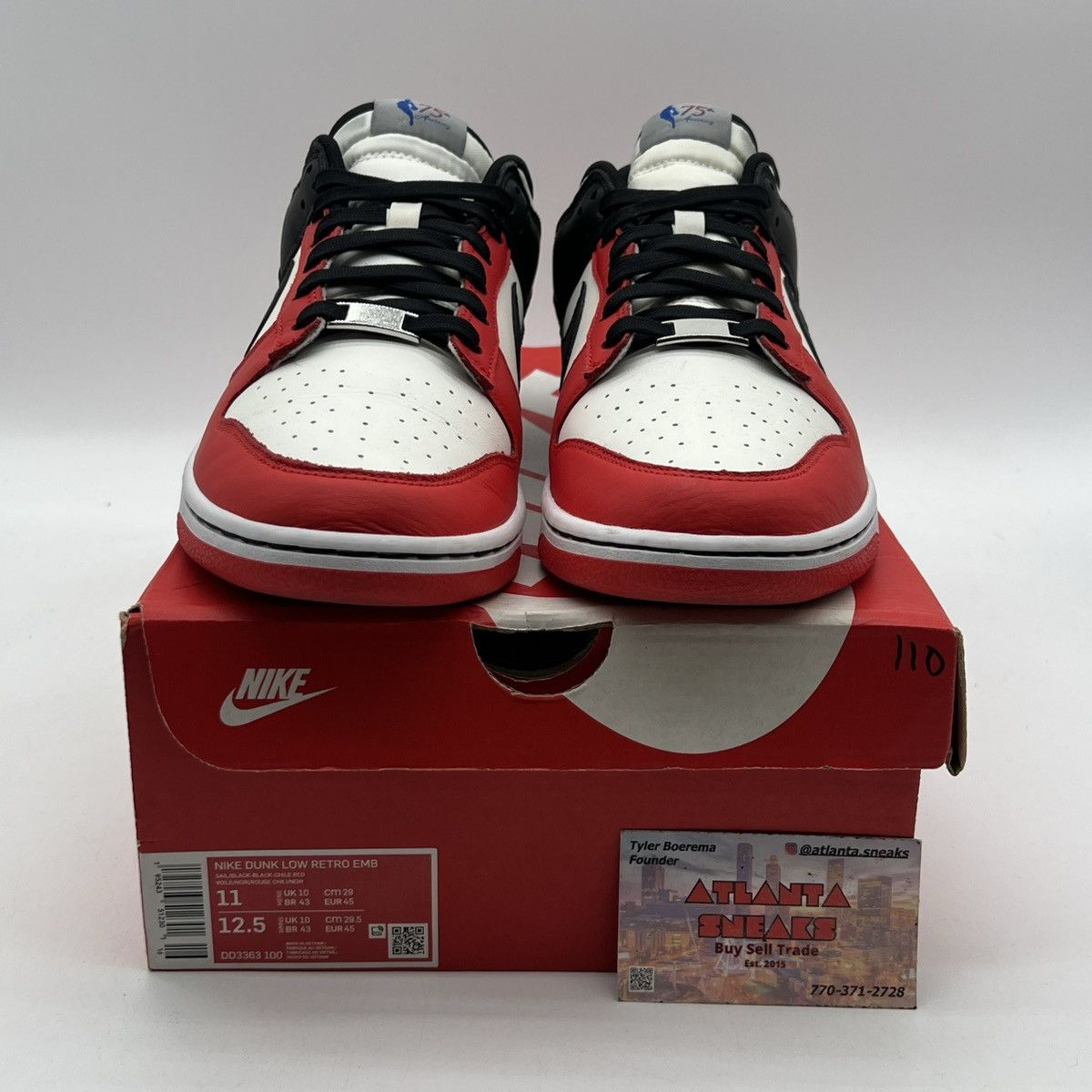 Nike NBA X Dunk Low 75Th anniversary bulls Size US 11 / EU 44 - 2 Thumbnail