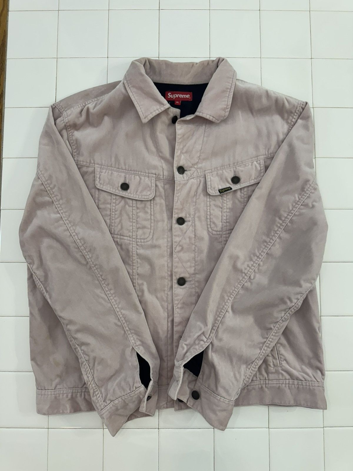 Supreme Supreme Velvet Trucker Jacket - Dusty Pink Size US XL / EU 56 / 4 - 3 Thumbnail