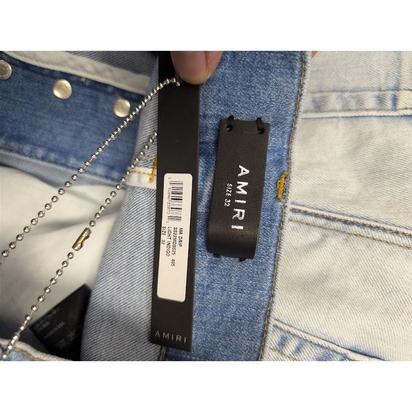 Amiri o1rshd1 MA Drip Skinny Denim Jeans in Light Indigo 32 Size US 32 / EU 48 - 21 Thumbnail