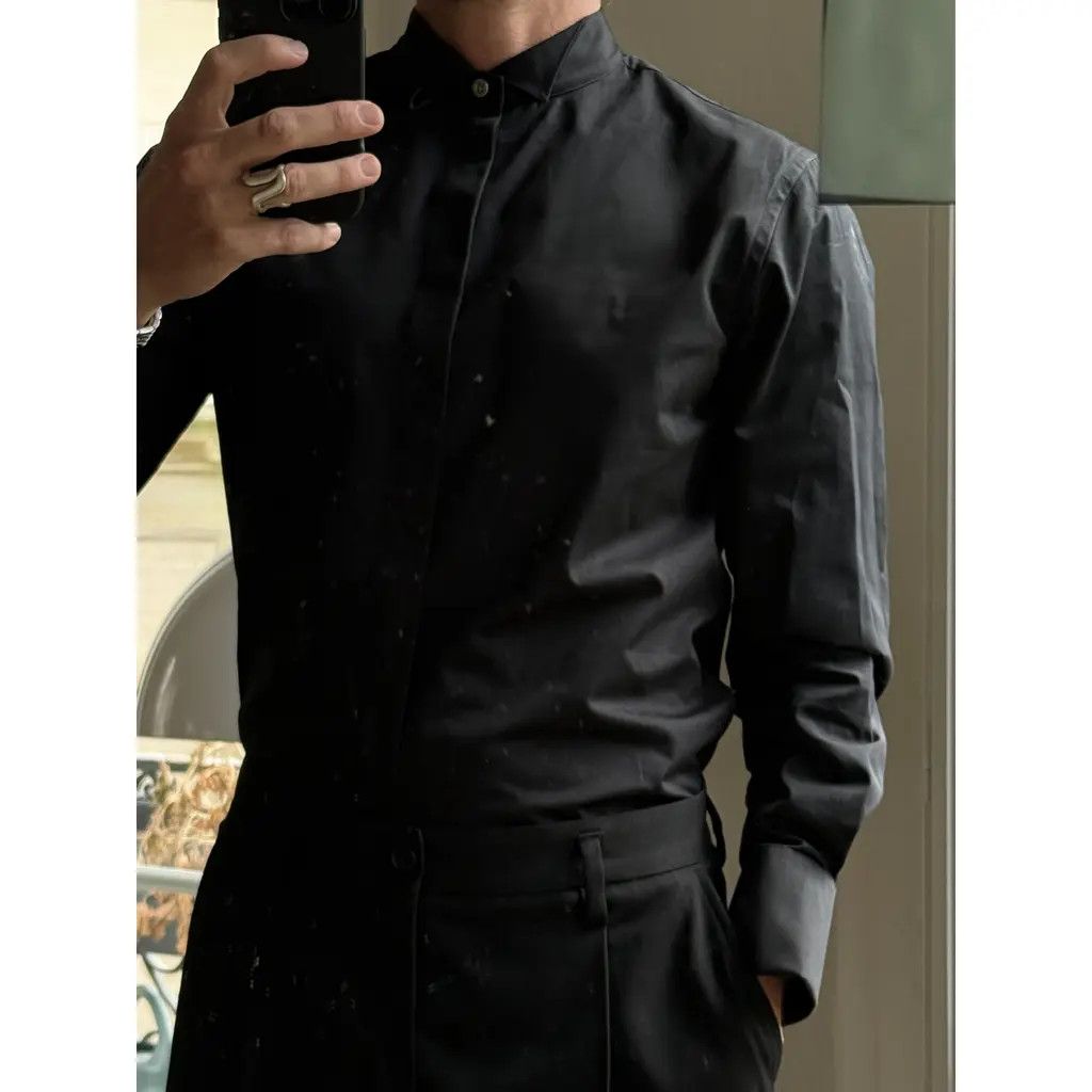 Balenciaga o1s1rm0825 Regular Tuxedo Shirt in Black Size US S / EU 44-46 / 1 - 4 Thumbnail