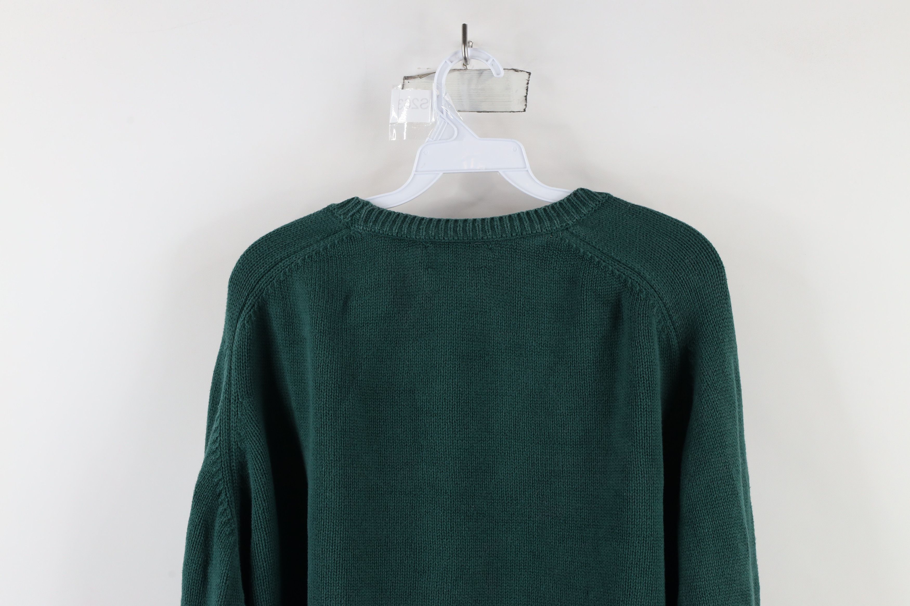 Lands' End × Vintage Vintage 90s Lands End Cotton Knit V-Neck Sweater Green USA Size US XXL / EU 58 / 5 - 10 Thumbnail