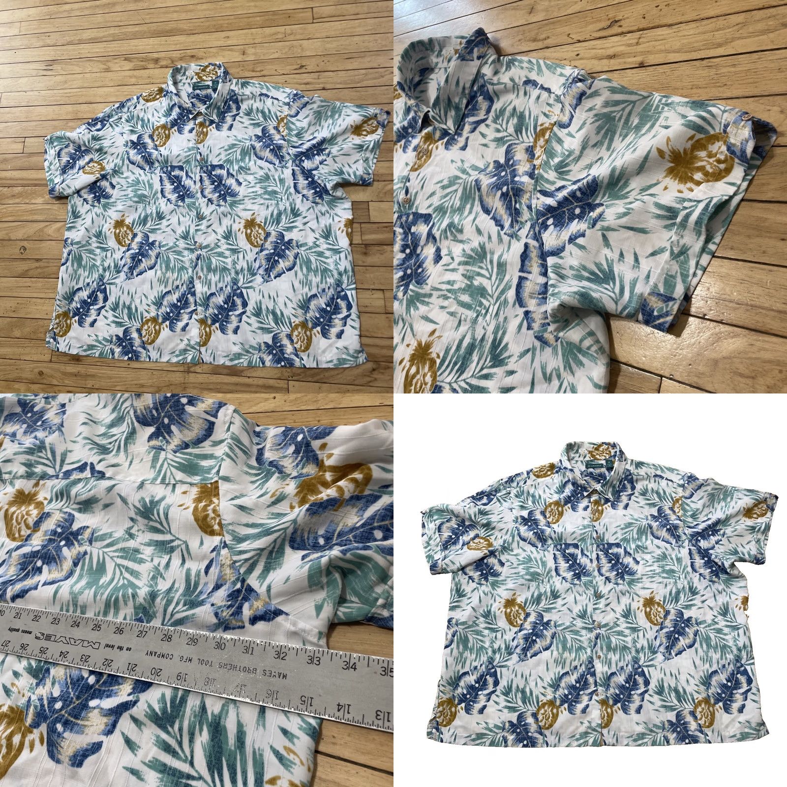 Cubavera VINTAGE Cubavera Shirt Men 4X Floral Hawaiian Aloha Button-Up Preppy Blue Cream XXXXL Shirt Mens Regular Short Sleeve Button-Up Casual Size US XXL / EU 58 / 5 - 10 Thumbnail