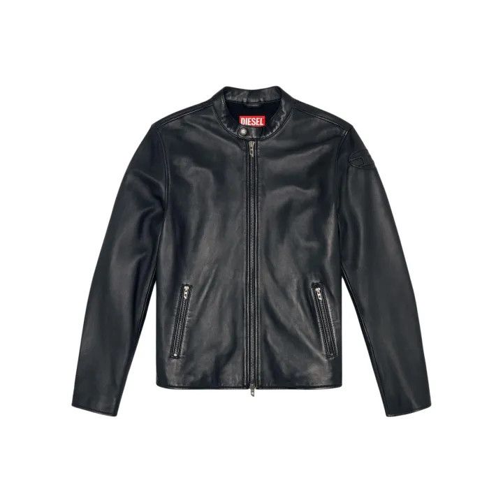 Diesel Diesel Men's Black Leather Zip Jacket 0079 Size US L / EU 52-54 / 3 - 1 Thumbnail