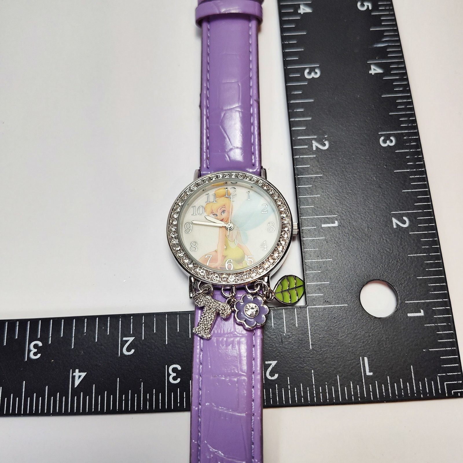 Disney Disney Tinker Bell Charm Watch Purple Strap Rhinestone Bezel Size ONE SIZE - 6 Thumbnail