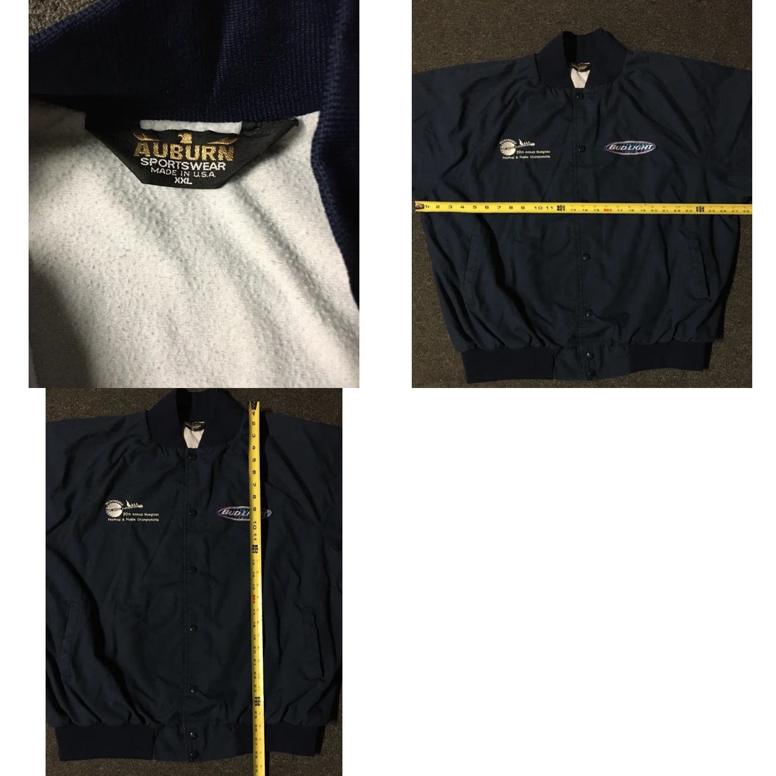 Folk VINTAGE Bud Light Bluegrass Festival Fiddle Championship Jacket 2XL Blue Bomber Jacket Men Embroidered 90s Grunge Folk USA Size US XXL / EU 58 / 5 - 8 Thumbnail